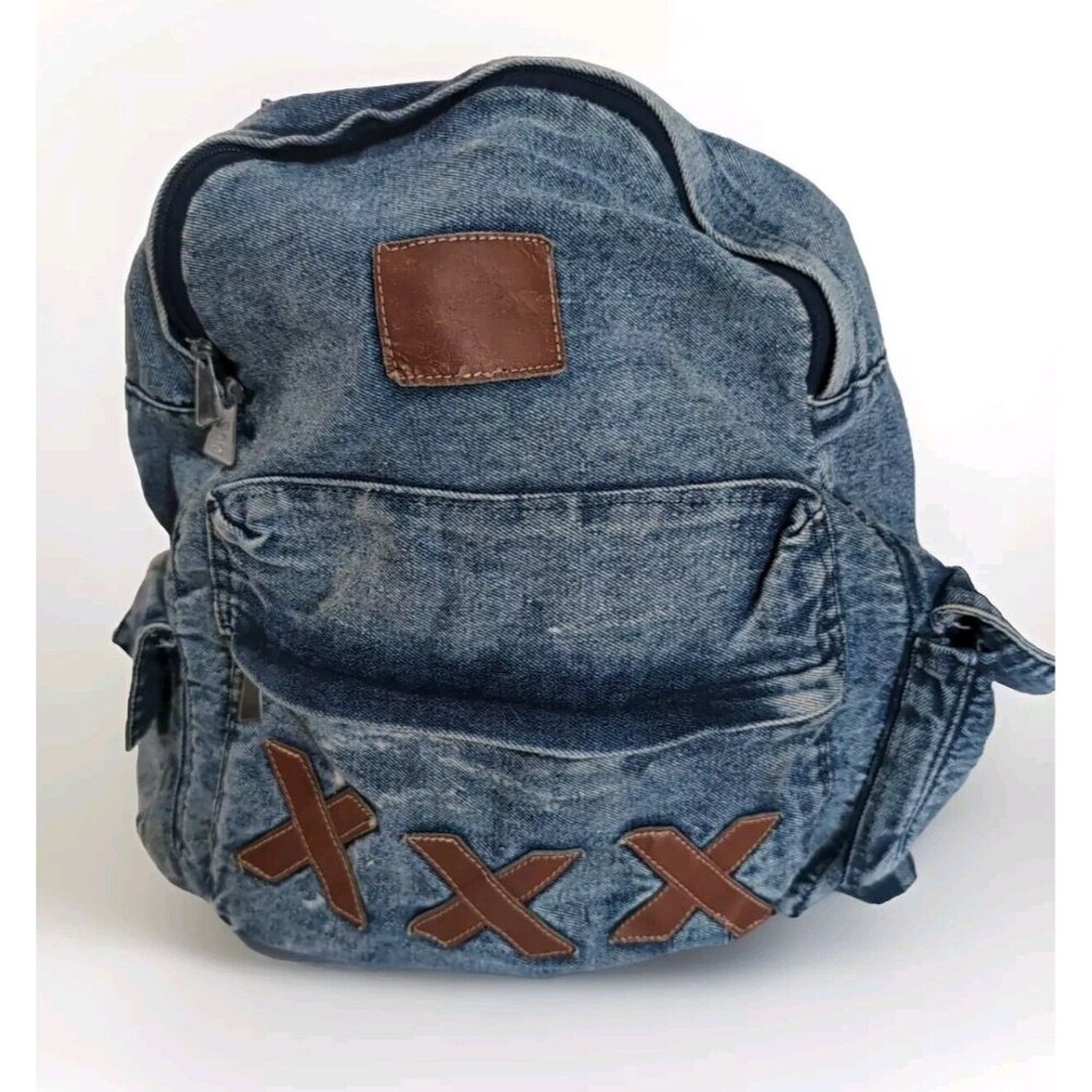 Vintage Denim XXX Backpack Bag 80s 90s Y2K Blue Jean ADI Retro Men Women